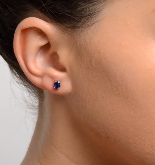 Sapphire 5mm x 4mm 0.80ct 9K White Gold Earrings